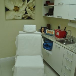 A patient chair for chiropractic services at Jimenez Chiropractic Med-Spa in Miami, FL